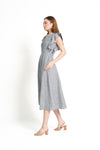 AIYA Midi Dress with Flutter Sleeves (Chambray)