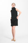 ARPOADOR Cowl Neck Dress (Black Polka)