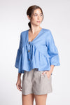 OCATA Bell Sleeve Top (BLUE LINEN)