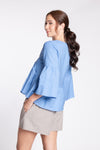 OCATA Bell Sleeve Top (BLUE LINEN)