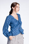 TULLY Drawstring Top (BLUE AND SILVER)