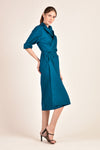 HELENA Button Down Wrap Dress (Ocean Blue)