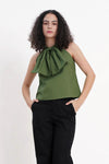 MORGAN Halter Bow Top (Basil)