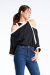 NYX Cold Shoulder Top (Black and Cream)