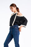 NYX Cold Shoulder Top (Black and Cream)