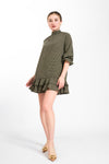 WAITARA Ruffled Hem Dress (PLAID ARMY)