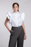 BEAUMONT Ruffle Sleeve Top (White)