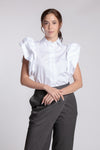 BEAUMONT Ruffle Sleeve Top (White)