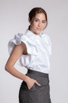 BEAUMONT Ruffle Sleeve Top (White)