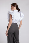 BEAUMONT Ruffle Sleeve Top (White)