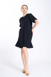 BRADFORD Butterfly Sleeve Dress (Black Linen)