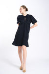 BRADFORD Butterfly Sleeve Dress (Black Linen)